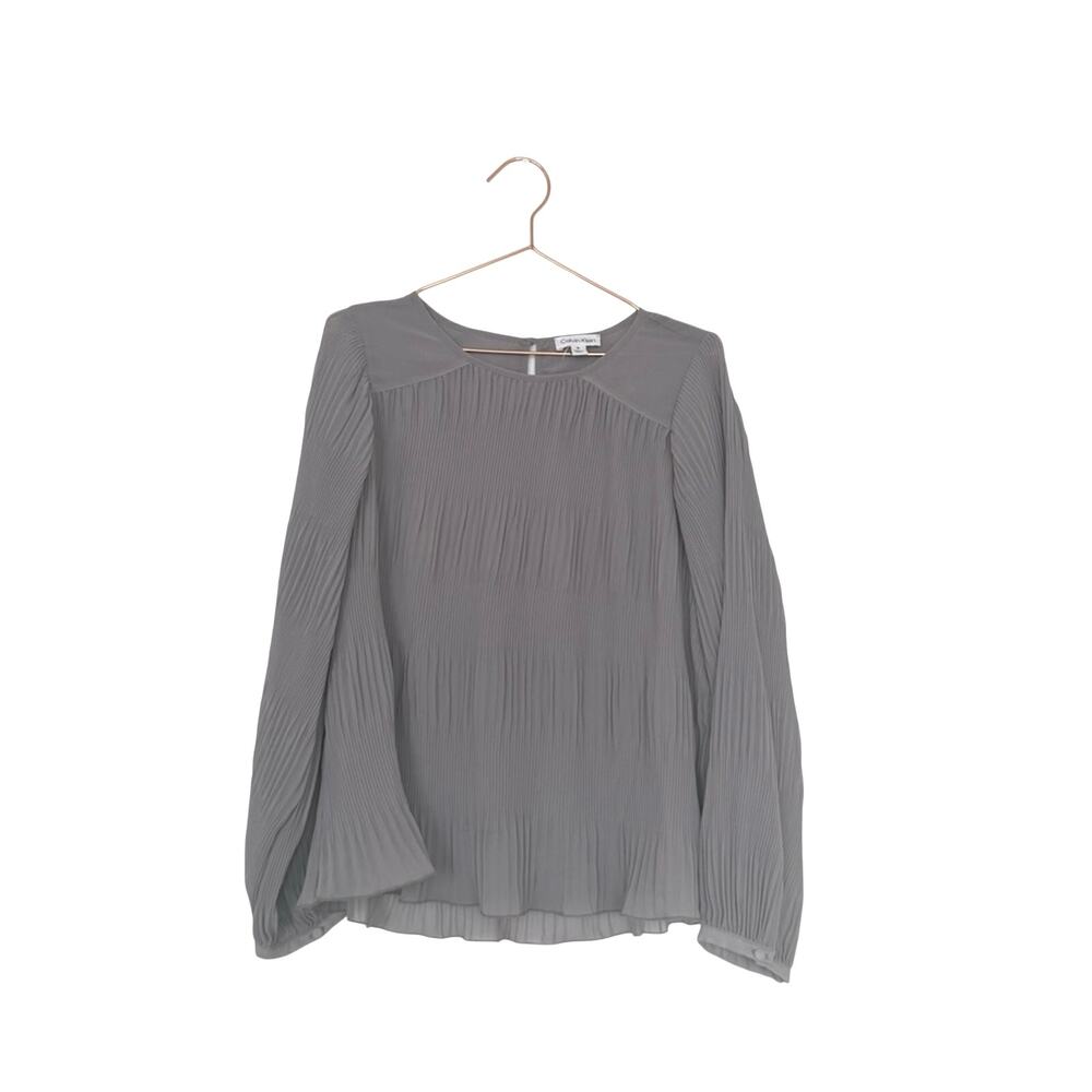 Calvin Klein light gray Pleated Blouse